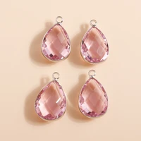 10pcslot 1422mm romantic pink crystal pendants charms for earrings bracelets transparent water drop charms jewelry diy making