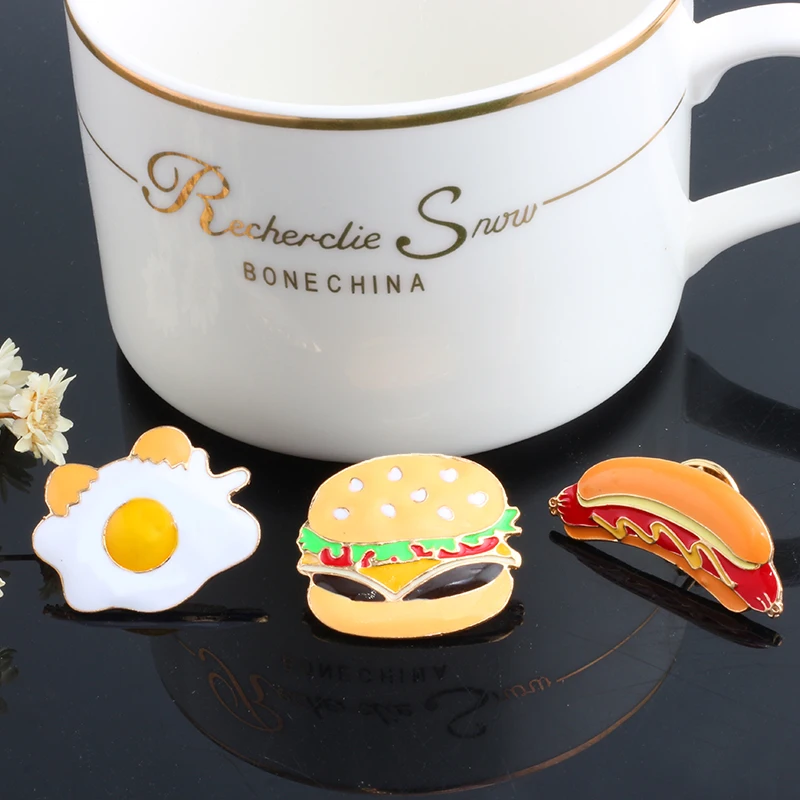 Модные булавки яркая эмалированная булавка для бургеров пиццы хот догов яиц