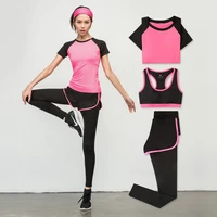 3pcs women yoga set fitness sports suits workout sportswear gym clothing running long sleeve crop top high waist leggings