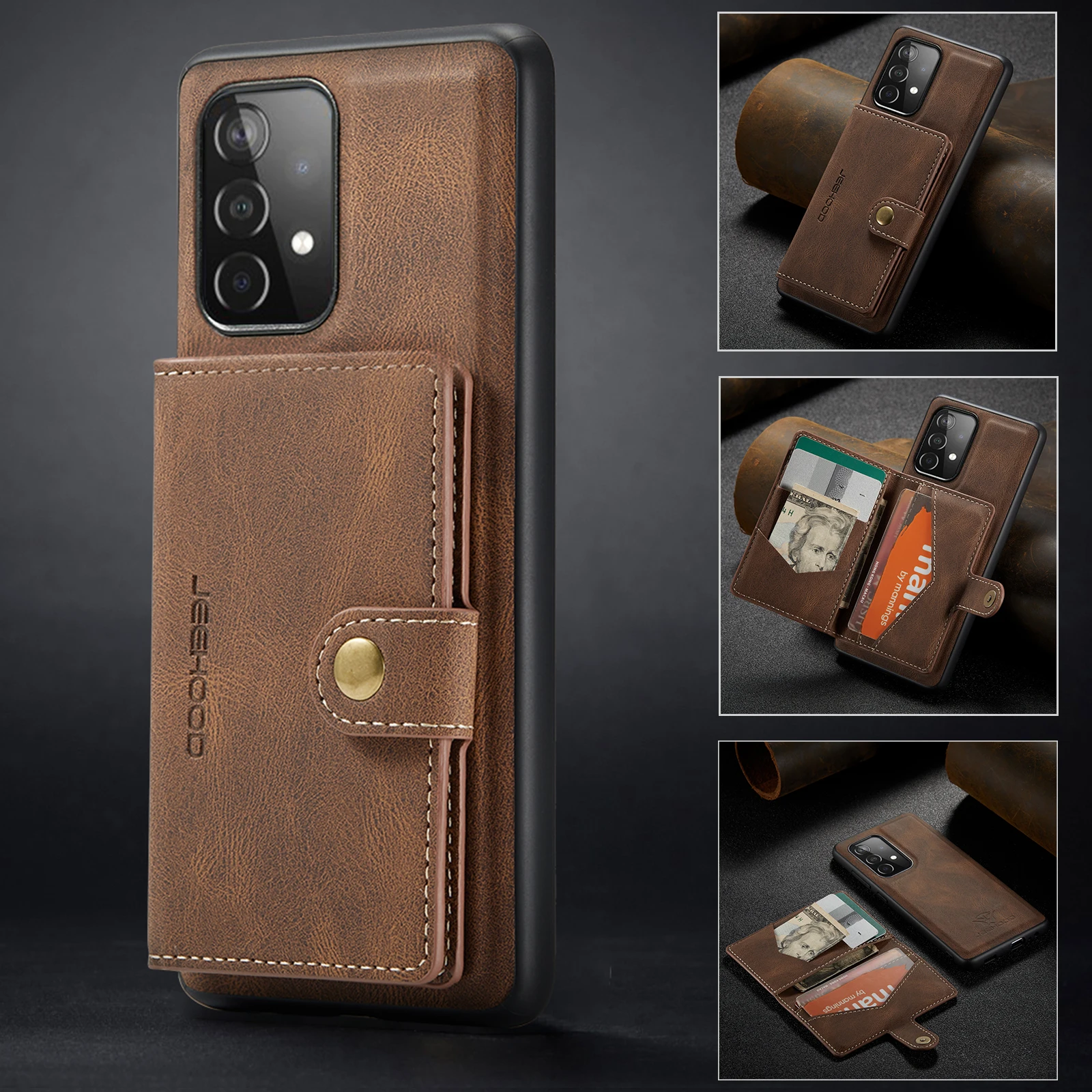 

Detachable magnetic attraction leather case for Samsung Galaxy A52 5G A52s 5G card holder phone cover Phone Bag Case