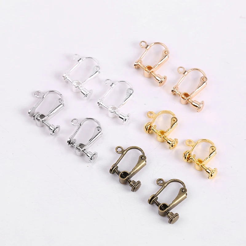 

10Pcs/Lot 15x13mm Copper Gold Silver Color NO Piercing Earrings Clips Blank Base Settings Craft for DIY Ear Jewelry Making