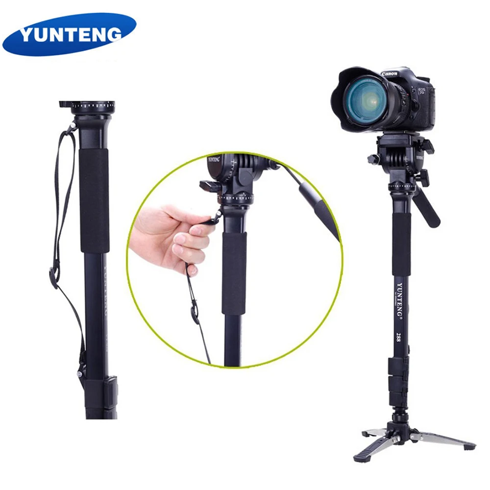 

YUNTENG 288 YT-288 Monopod & Fluid Pan Head Ball & DV Unipod Mobile Phone Clip Holder For Canon Nikon DSLR VCT-288