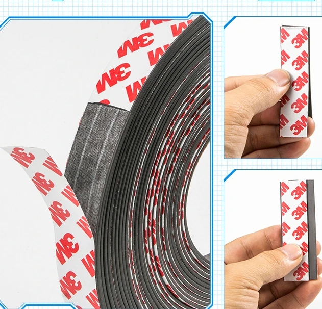 

5Meter/lot Rubber Magnet 10*1 10*2 12*1 15x1 20*1 20*2 mm self Adhesive Flexible Magnetic Strip Rubber Magnetic tape