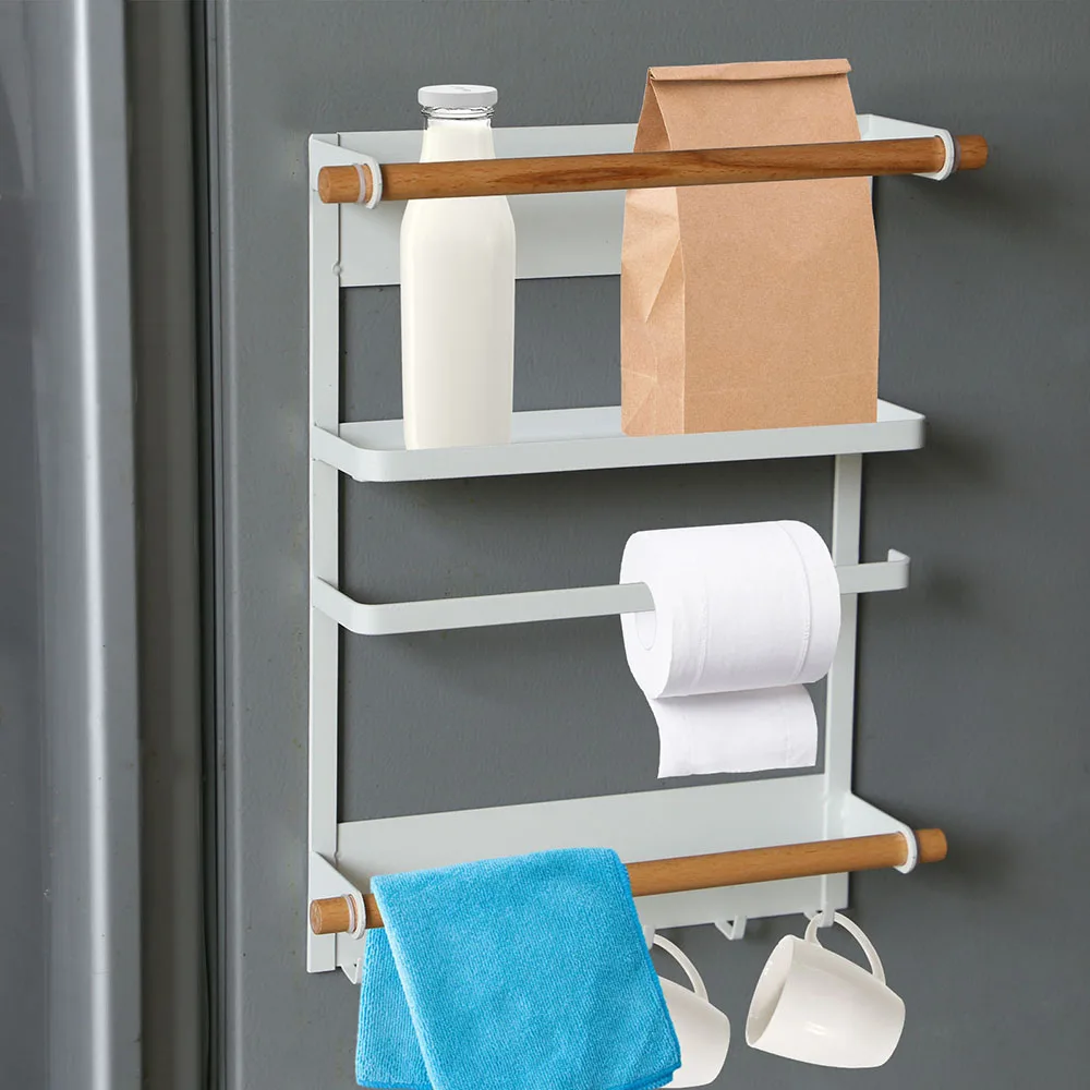 Magnet Fridge Shelf Paper Towel Roll Holder Household Decorative Storage Rack Magnetic  Refrigerator Washing Machine Organizer