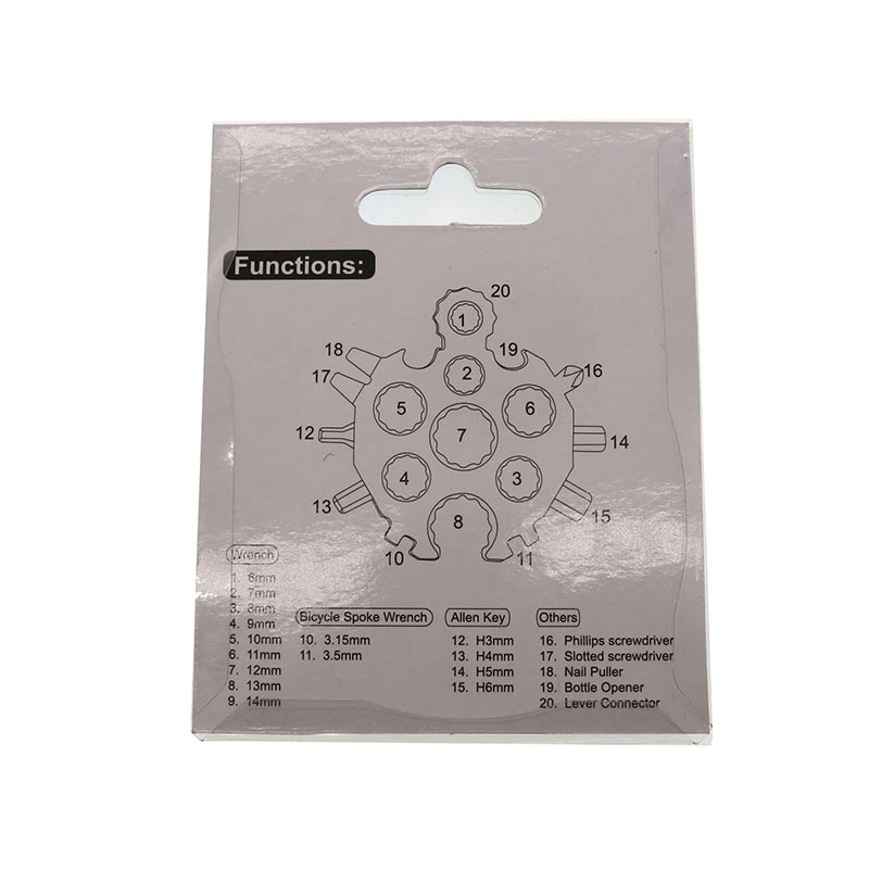 

2 Pieces of 20 in 1 Tortoise Type Multifunction Key Ring Hexagon Wrench Pocket Tool Black