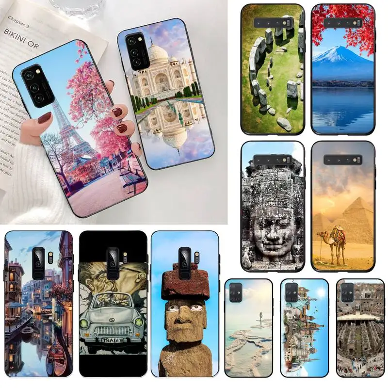 YJZFDYRM всемирно известные интересные места черный чехол для сотового телефона Samsung
