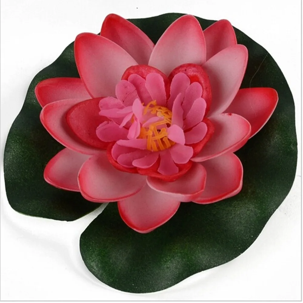 SUEF 1PCS Free Shipping Artificial Lotus Water Lily Floating Flower Pond Tank Plant Ornament 10cm Home Garden Decoration@2 | Дом и сад