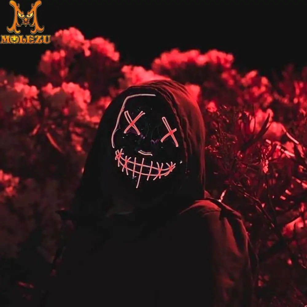 Molezu Хэллоуин Led маска вечерние Маскарадная неоновый маске светильник светится в