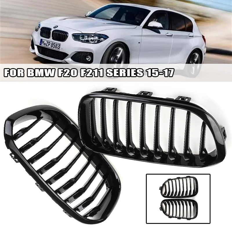 

Решетки для переднего бампера автомобиля, 1 пара, глянцевые черные решетки для BMW F20 F21 LCI 5D 3D 1 серии 120i 2015-2017, гоночная решетка