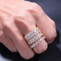 funmode hip hop round aaa cubic zircon pave party rings for men gold color finger ring pierscionki damskie wholesale fr101
