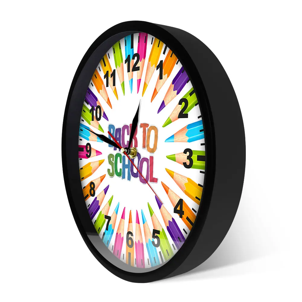 Цветные карандаши для школы декоративные часы цветные круглые бесшумные