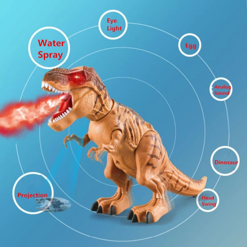 Интеллектуальный электрический спрей динозавр 47 см Большой размер водный спрей моделирование ходьба звук с Светодиодный Светильник диноз... от AliExpress RU&CIS NEW