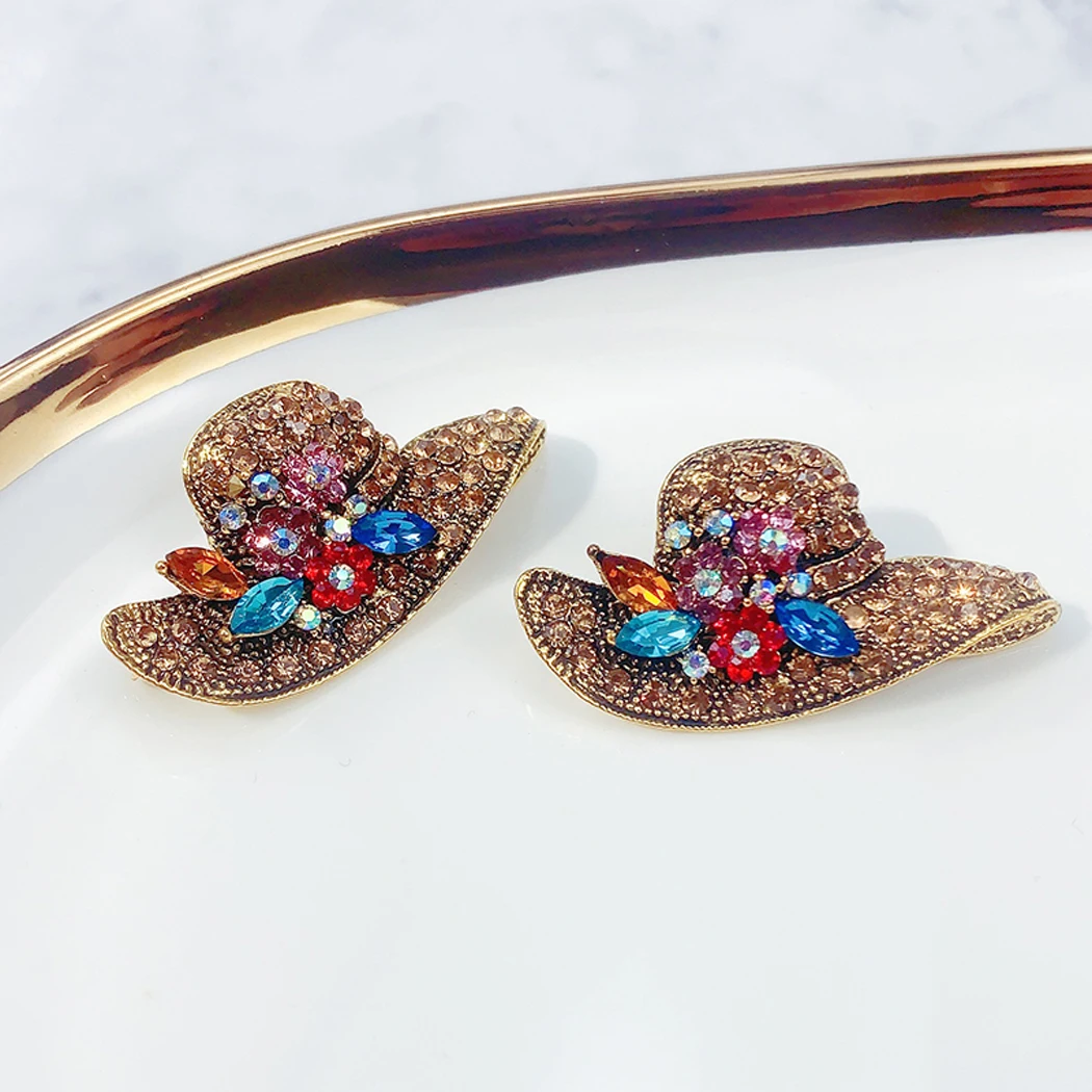 Стразы брошь заколка креативная форма шляпы винтажная корсажная ювелирные