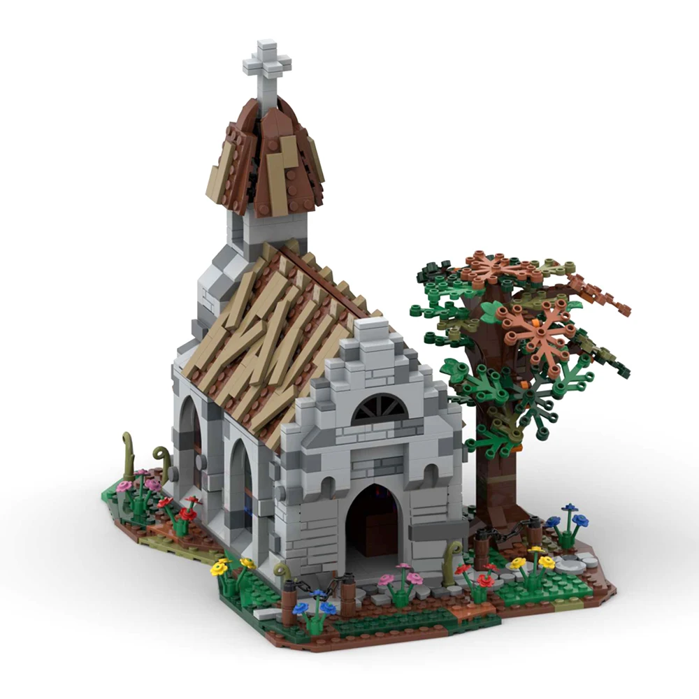 

MOC Town Retro Village Church Building Blocks Kit Architecture Tree House Bricks Model Assemble Game Toys For Children Xmas Gift