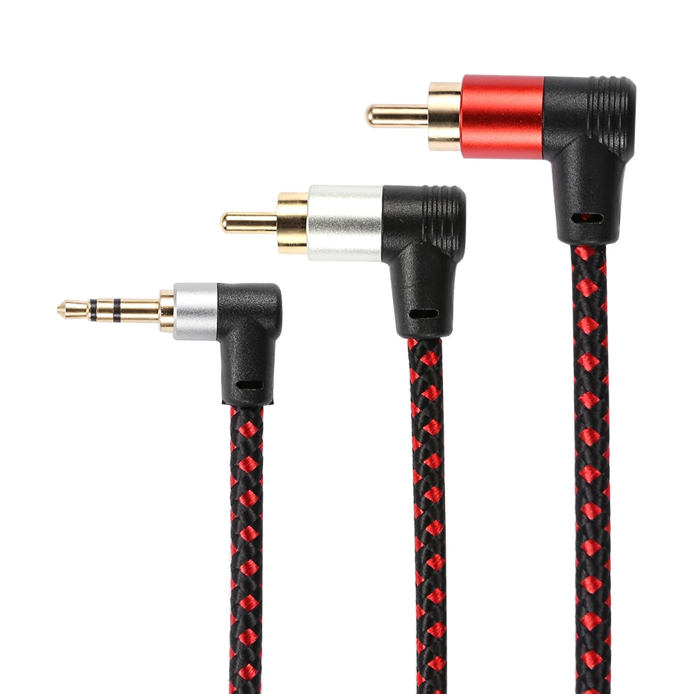 90 градусов 3 5 мм папа в 2 RCA кабель прямоугольный стерео аудио AUX Y разделительный