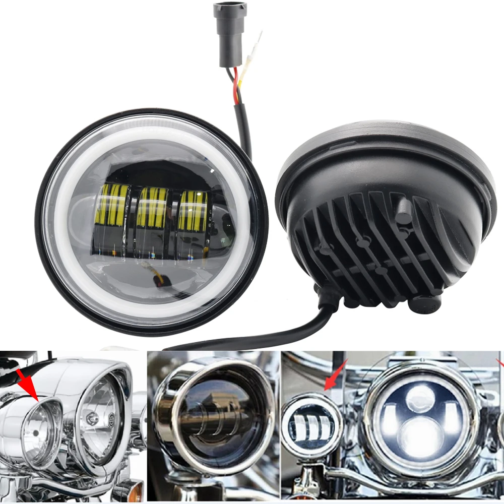 2 Pcs 4.5 INCH Motorcycle Led Fog Lamp 4-1/2" 30W Chrome DRL LED Auxiliary Passing Light |