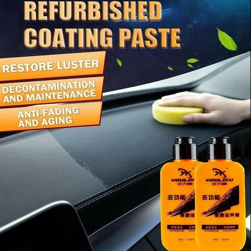 

120ml Leather Renovated Coating Paste Maintenance Agent Auto Pu Interior Dustproof Car Dashboard Glazing Curing Wax Tool