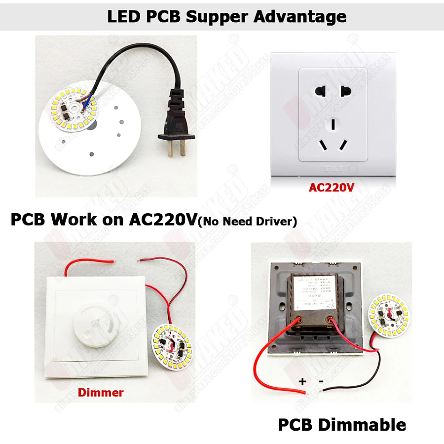 3W 5W 7W 9W 12W 15W AC 220V pcb with integrated IC driver 20cm wire Driverless led bulb PCB board Direct to | Освещение