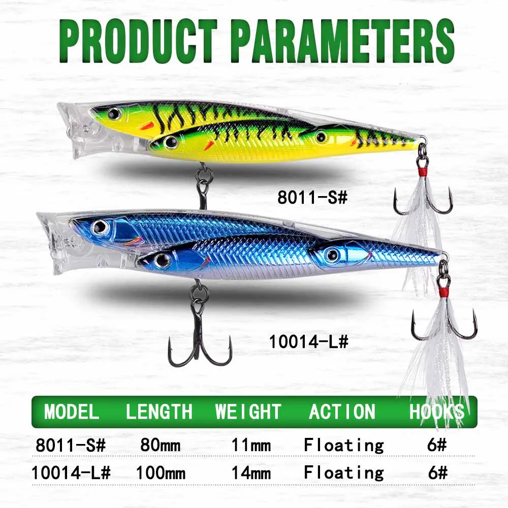 Floating popper fishing lure Topwater Plastic 100mm 14g artifical ABS plastic CF LURE bait | Спорт и развлечения