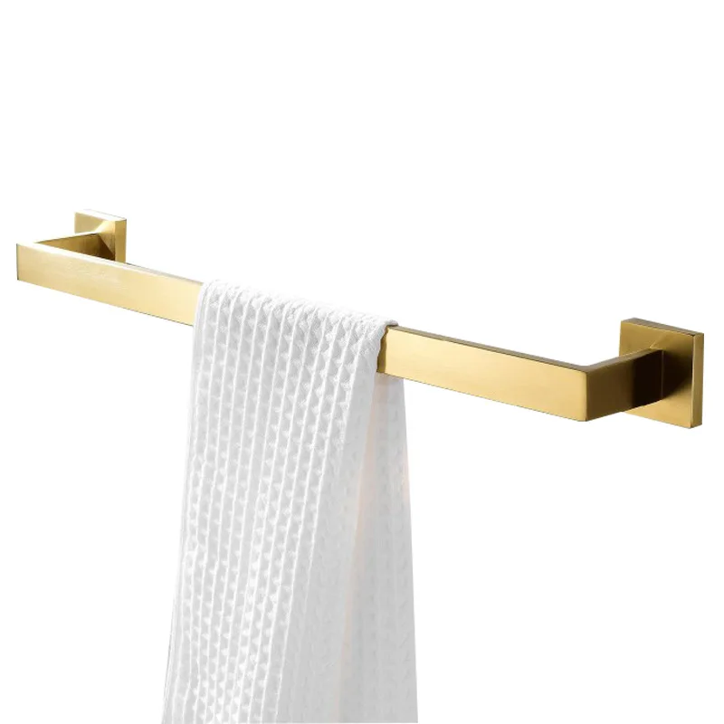Single towel bar Hongdec квадратная нержавеющая сталь матовый золотой набор аксессуаров для ванной комнаты - Цвет: Single towel bar