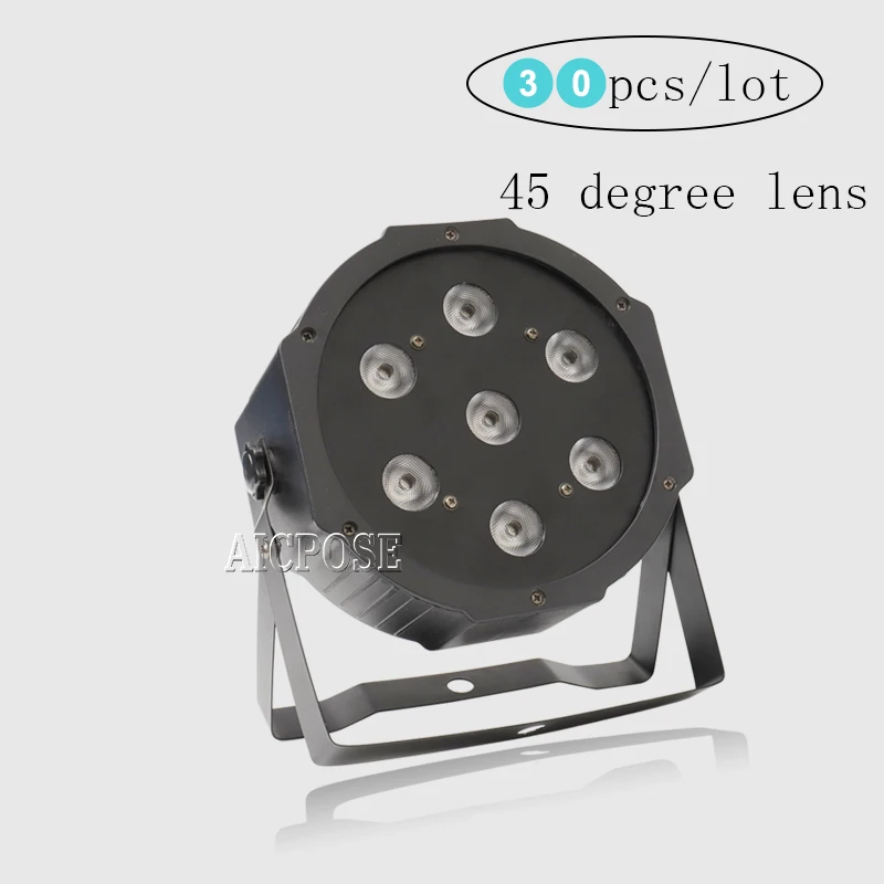 30 шт./лот 7*12 Вт светодиодные лампы 7x12 Par RGBW 4 в 1 плоские dmx512 дискотеки