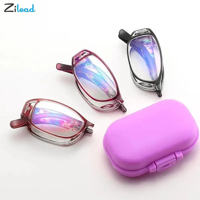

Zilead New Fashion Folding Reading Glasses Women Anti Blue Ray Anti-fatigue Frame Portable Eyeglasses With Original Box +1.0 +4