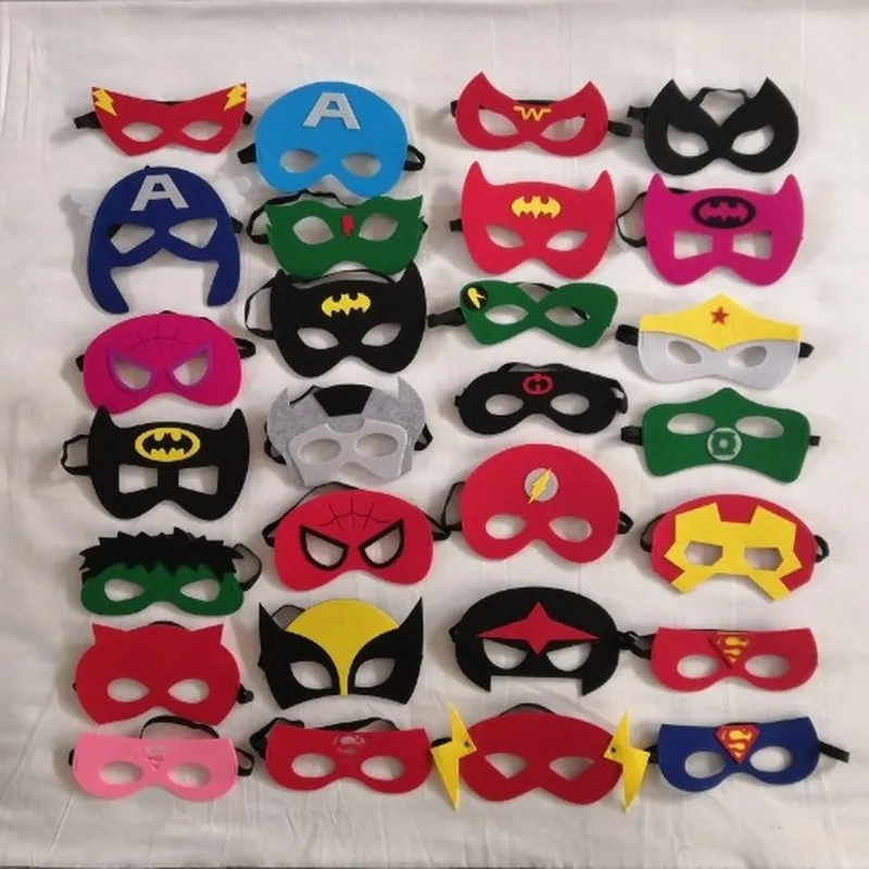 Новинка 28 шт./лот Карнавальная маска Супермена Бэтмена Человека паука Халка Тора