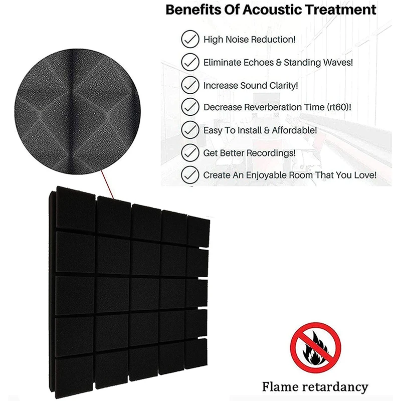 

12 Pcs Sound-Absorbing Foam Board,Studio Wedge-Shaped Brick, Sound Insulation Board Wedge-Shaped Board, 25 Square Design