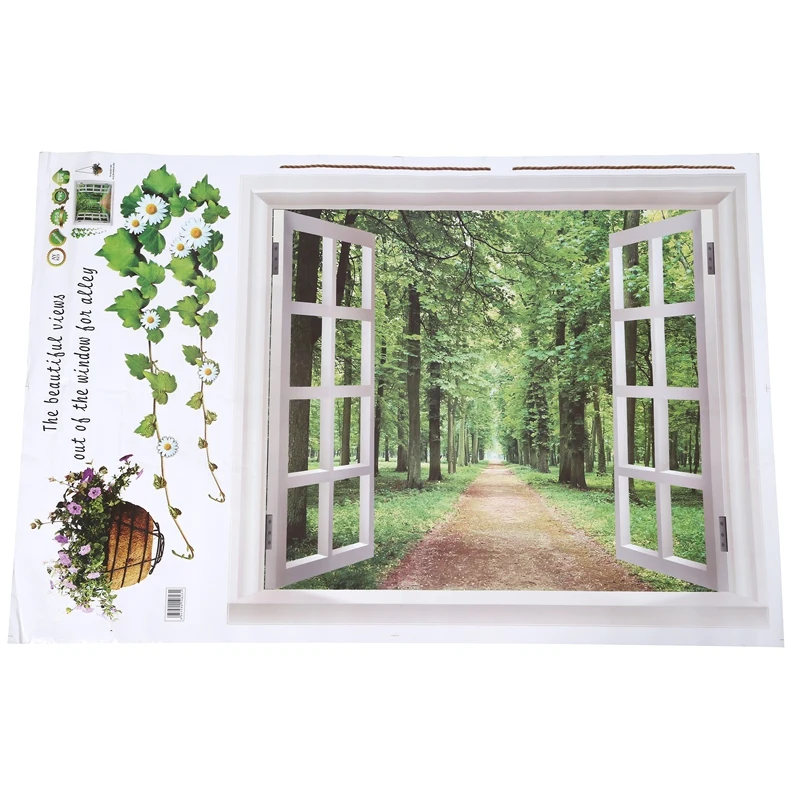 Горячая XD огромное окно 3D зеленый вид цветы растение настенный наклейки