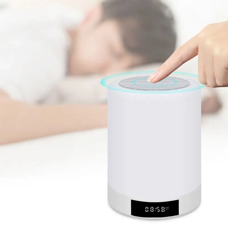 

LED Colorful Lights Alarm Clock Bluetooth Wireless Speaker Creative Night Lamp X4YD