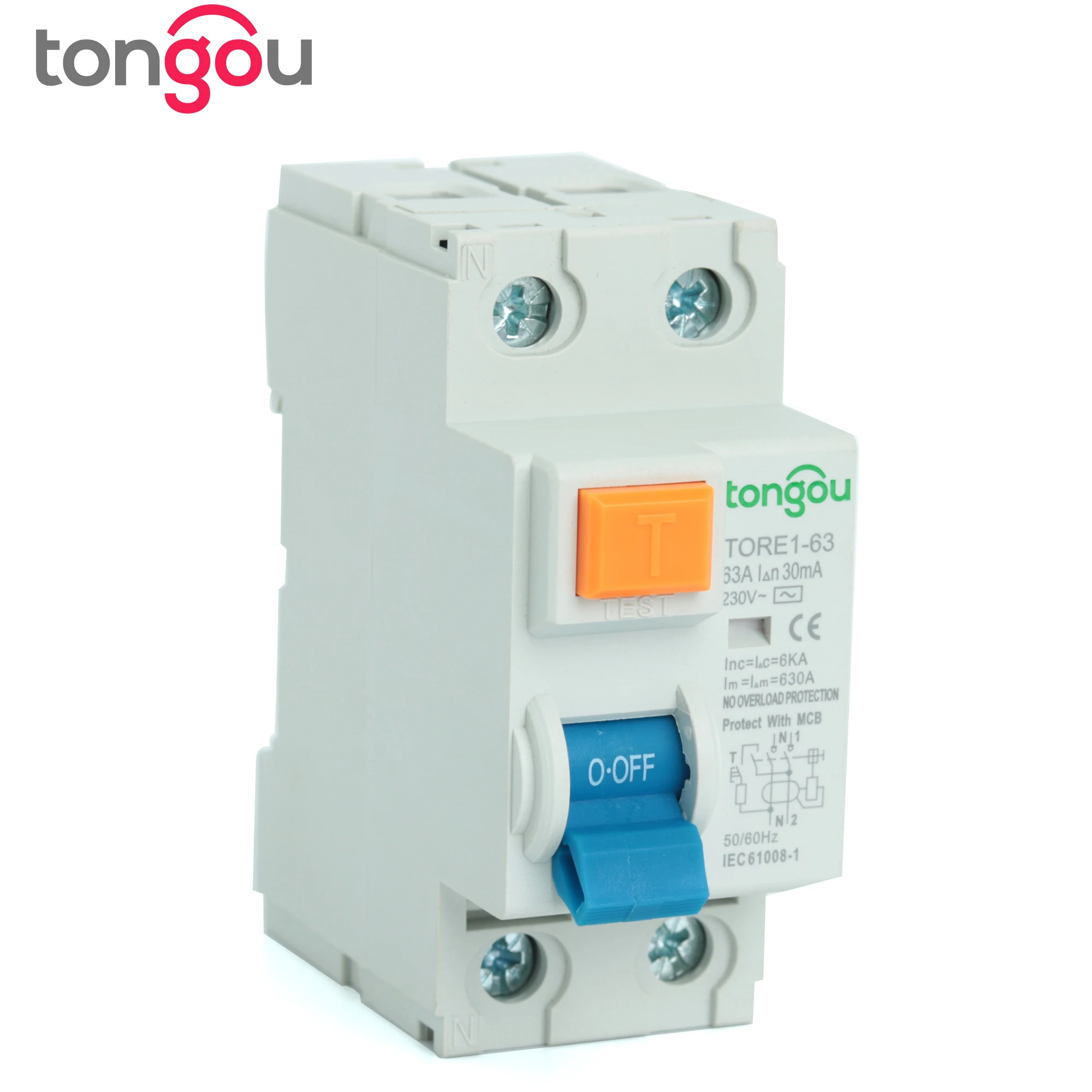 2P 16A 63A 10mA 30mA 100mA 6KA RCCB RCD 230V электромеханический выключатель остаточного тока дифференциальный выключатель безопасности