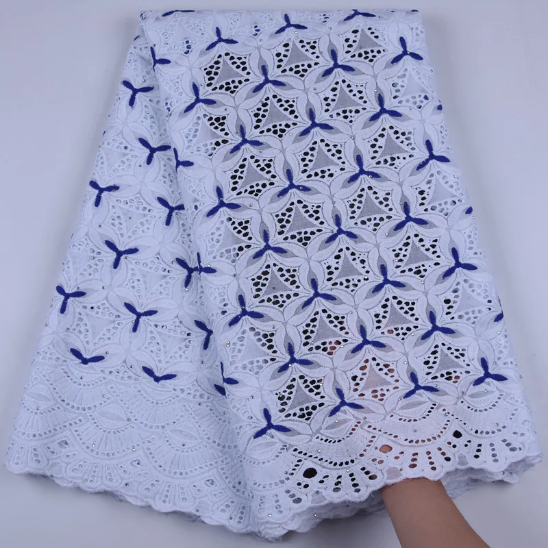 Последнее Африканское швейцарское хлопчатобумажное Кружево Ткань 5 ярдов чистая