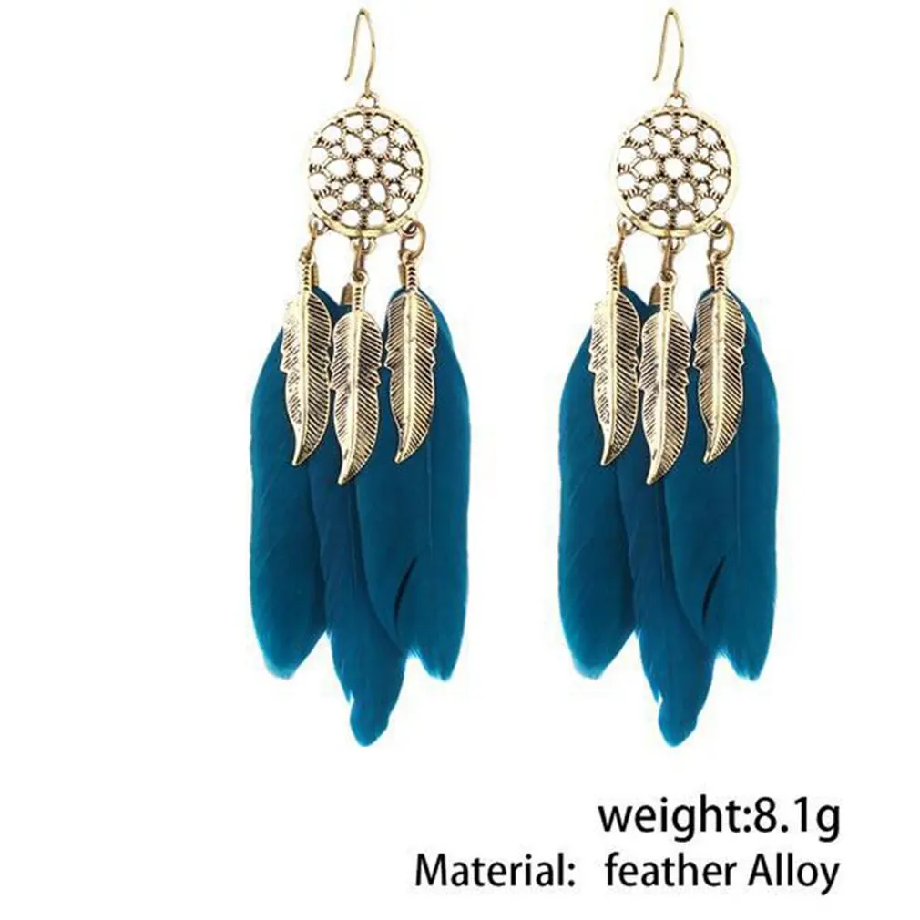 Женские Винтажные висячие серьги в виде листьев и перьев богемные с кисточками