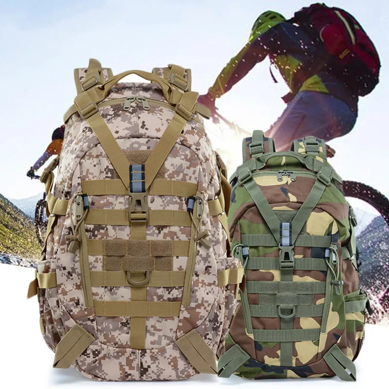 

40L Military Backpack Military Men's Travel Bags Army Tactical Molle Climbing Outdoor Hiking Reflective Bag
