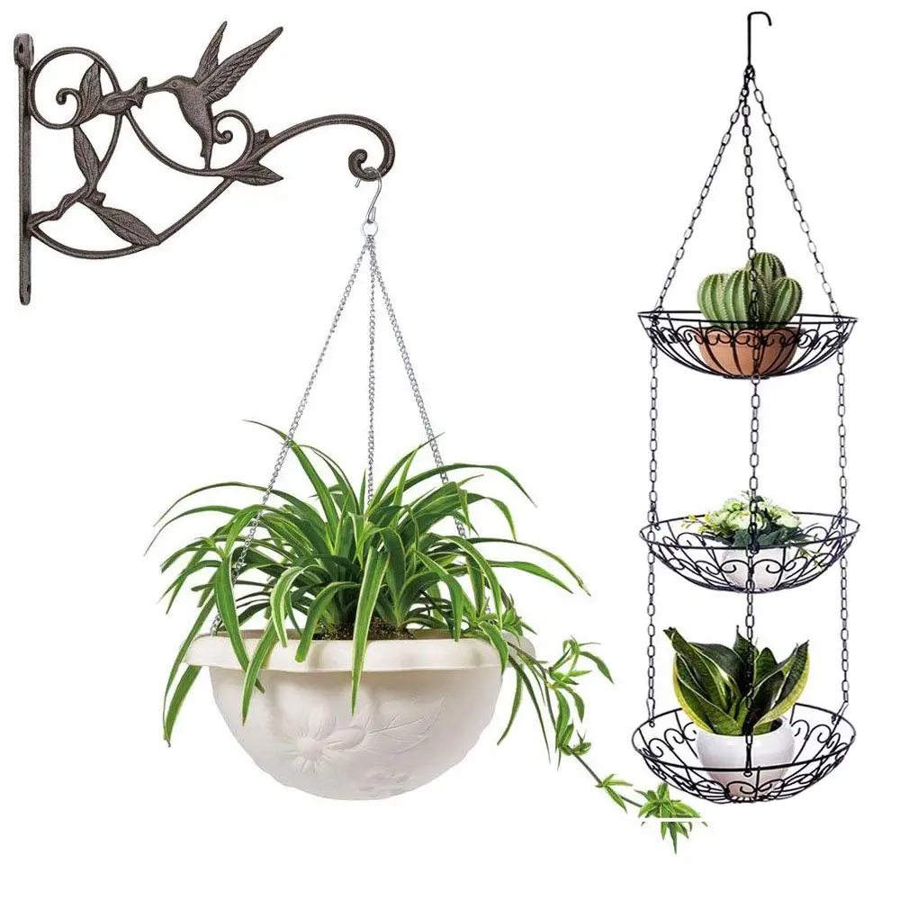 3 ярусная корзина для фруктов Овощная кухонная корзинка хранения висячая цепь