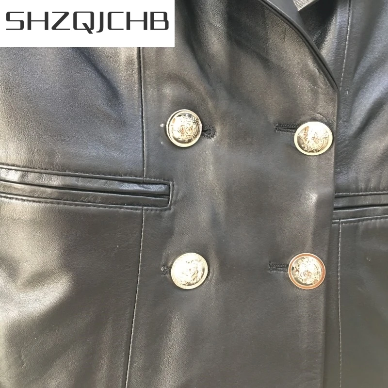 

JCHB 2021 Genuine Leather Vest Black Female Sleeveless Short Sexy Leather Waistcoat Clothing Korean Style Streetwear Sheepskin V