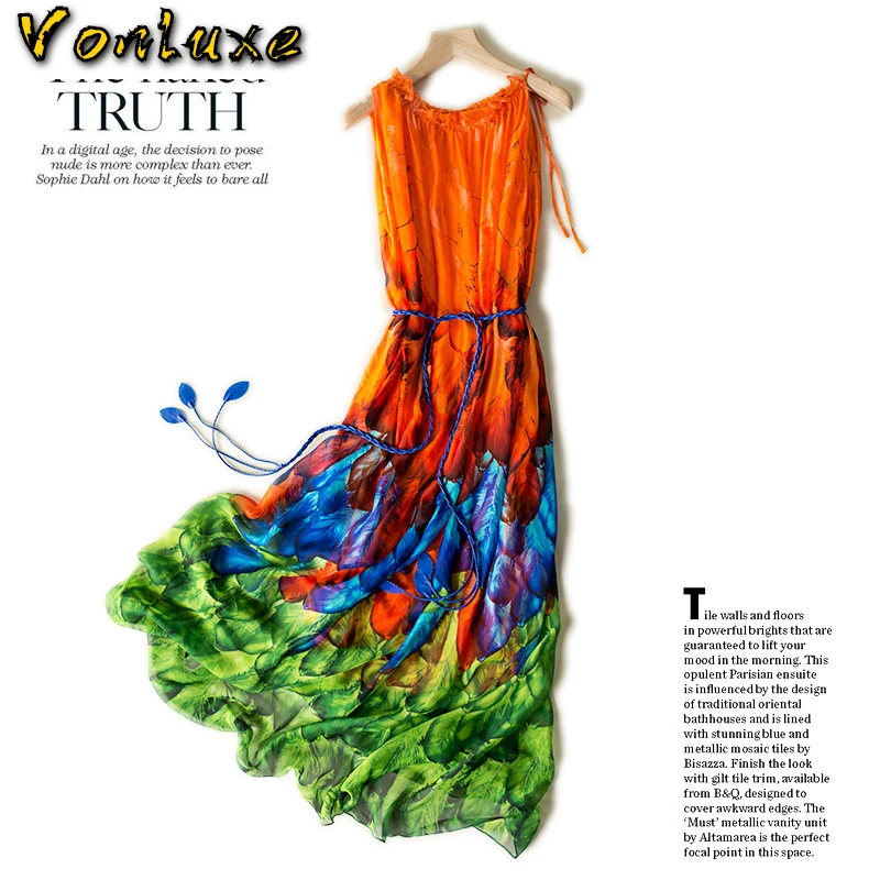 Женское летнее платье в стиле бохо 200% платья из натурального шелка элегантные