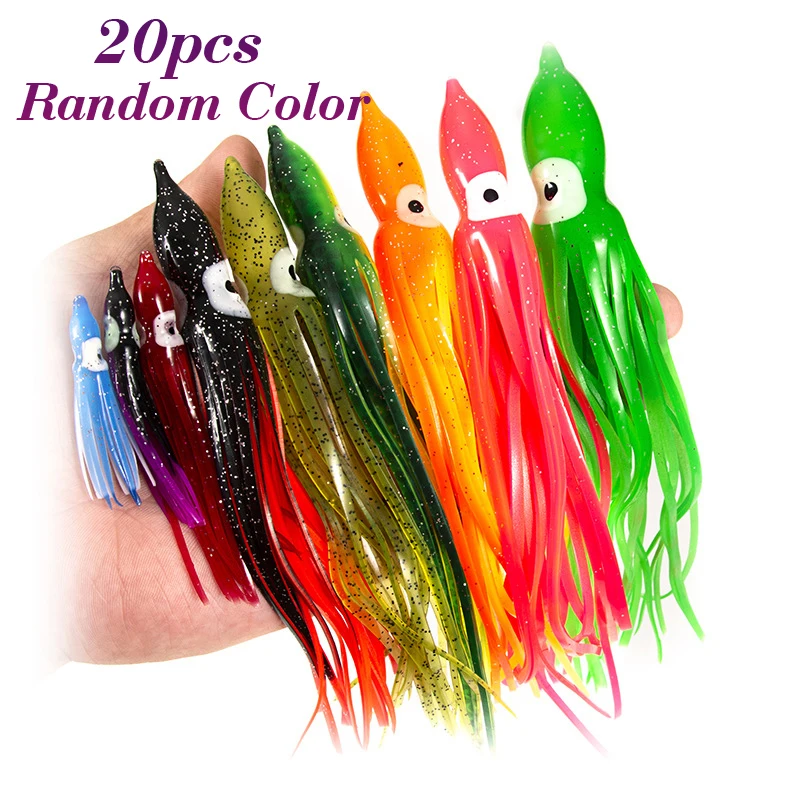 

20pcs Fishing Lures Simulation Squid Artificial Bait Octopus Squid Skirt Saltwater Soft Colorful 5-16cm Combo Lure Bait