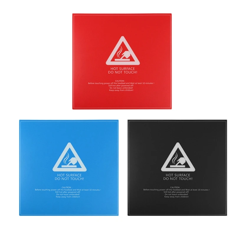 

3D Printer Heat Bed Platform Sticker Build Surface Hot Bed Sheet Mk2B/3 Square Hotbed Sticker 8.4X8.4in Black/Red/Blue