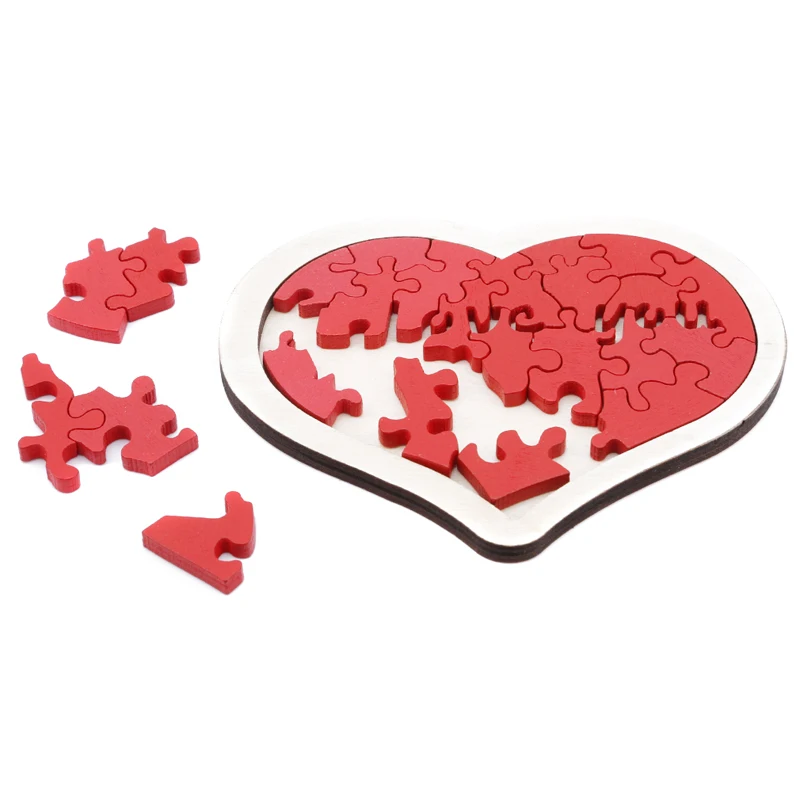 

Baby Boys Heart-shaped Wooden Puzzle Animal Educational Developmental Baby Kid Training Toy Educational Toy Gift for Baby