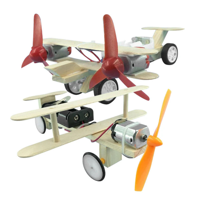Kid Assembling Electric Toy Wooden Glider Airplane Model DIY Handmade Taxiing Blocks Kit Educational | Игрушки и хобби