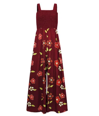 

Summer Sleeveless Jumpsuits Oversized Female Floral Printed Playsuit Lady Square Collar Pocket Maxi Combinaison Femme 5XL