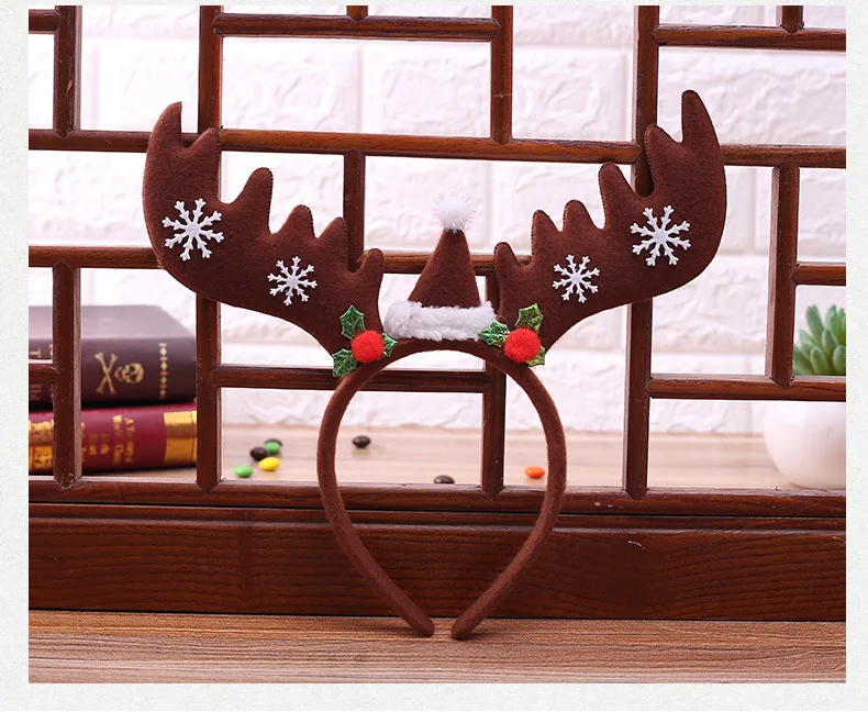 reindeer Antler Head sequins Christmas hair hoop обруч рождество accesorios navidad diademas vinchas navideñas Ободок с рогами