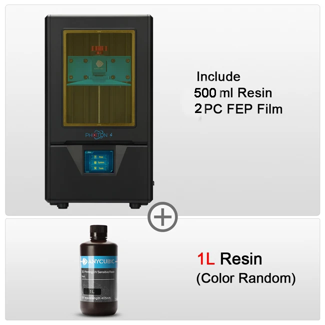 ANYCUBIC 3d принтер Фотон S SLA 3d принтер 2K экран 405nm УФ-фонарь принтера lcd теневая Маскировка 3d принтер комплект DIY - Цвет: PS BK add 1L