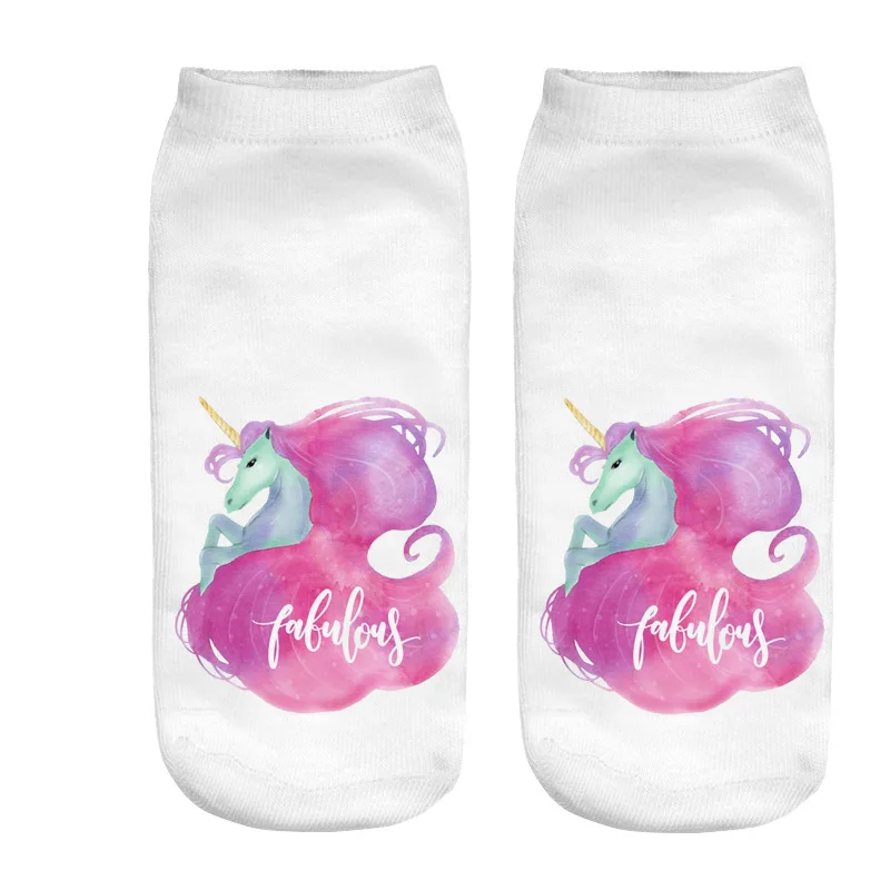 Новинка 3D принт единорог прямые короткие носки для мужчин и женщин полиэстер