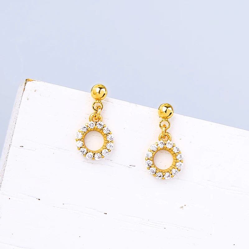 Romantic Drop Earring For Women Handmade Gold Color Zircon Round High Quality Wedding Date Gift Jewelry Accssory | Украшения и