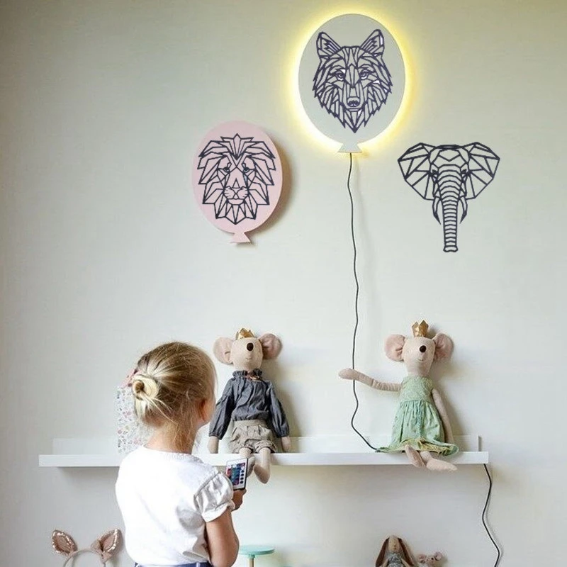 3D геометрические Деревянные Настенные Стикеры с животными для украшения