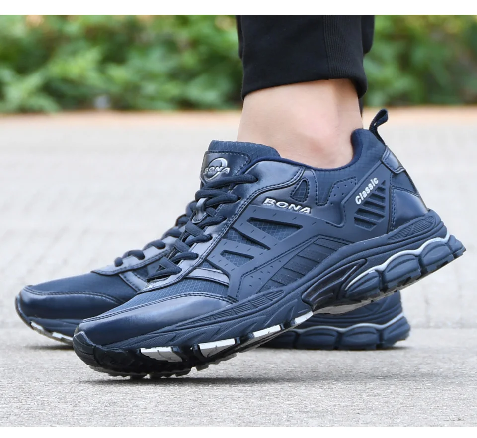 BONA/Новинка года; дизайнерская мужская обувь для бега; zapatillas hombre Deportiva; высокие мужские кроссовки для бега; прогулочная обувь