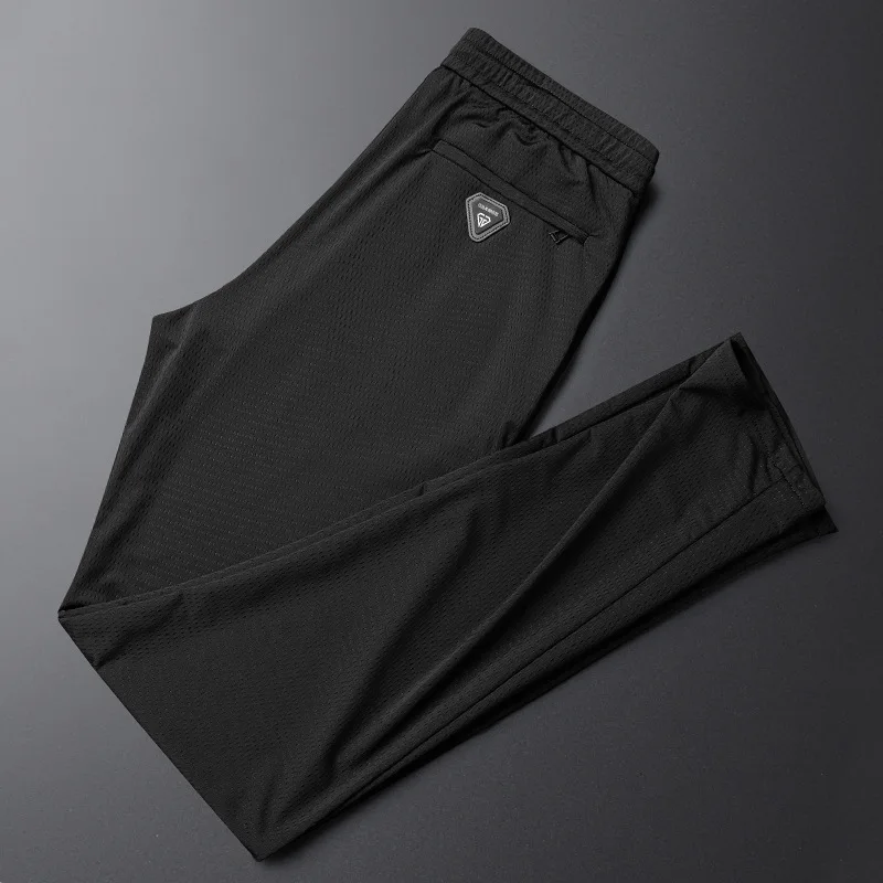 

Summer air conditioning pants men's ice silk pants thin style breathable slim mesh casual pants sportswear fashion