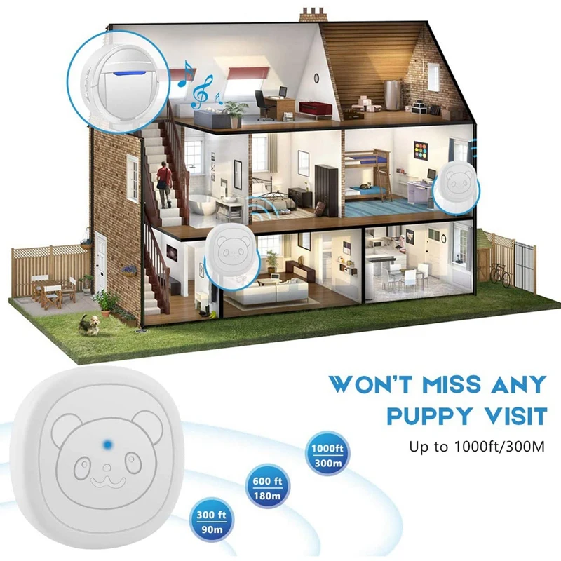 

Dog Bells for Potty Training, Dog Training Bell for Door Chime Waterproof Communication Wireless Doggy Doorbell with Transmitter